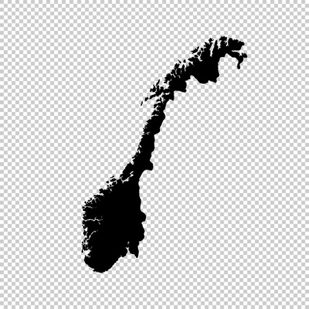 Vector map Norway. Isolated vector Illustration. Black on White background. EPS 10 Illustration.のイラスト素材