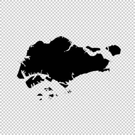 Vector map Singapore. Isolated vector Illustration. Black on White background. EPS 10 Illustration.のイラスト素材