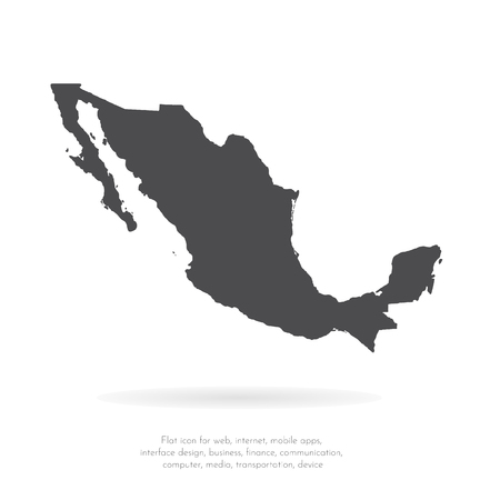 Vector map Mexico. Isolated vector Illustration. Black on White background. EPS 10 Illustration.&#xD;&#xA;のイラスト素材