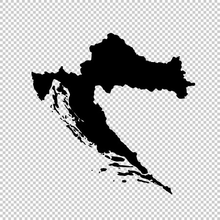 Vector map Croatia. Isolated vector Illustration. Black on White background.のイラスト素材