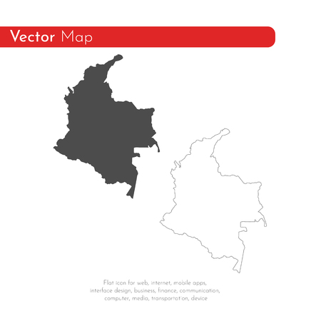 Vector map Colombia. Isolated vector Illustration. Black on White background. EPS 10 Illustration.のイラスト素材
