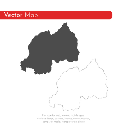 Vector map Rwanda. Isolated vector Illustration. Black on White background. EPS 10 Illustration.のイラスト素材