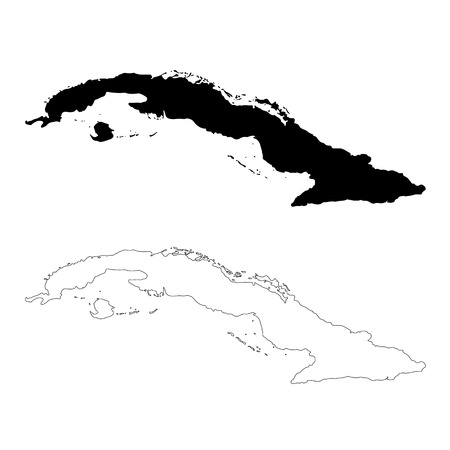 Vector map Cuba. Isolated vector Illustration. Black on White background. EPS 10 Illustration.のイラスト素材
