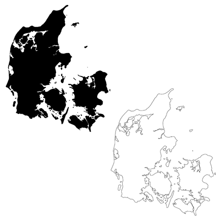 Vector map Denmark. Isolated vector Illustration. Black on White background. EPS 10 Illustration.のイラスト素材