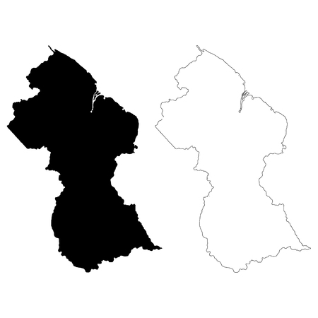 Vector map Guyana. Isolated vector Illustration. Black on White background. EPS 10 Illustration.のイラスト素材