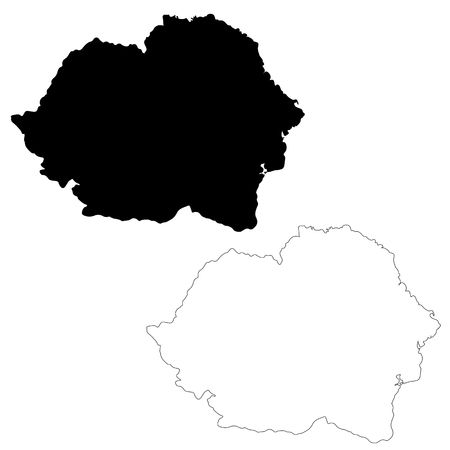 Vector map Romania. Isolated vector Illustration. Black on White background. EPS 10 Illustration.のイラスト素材