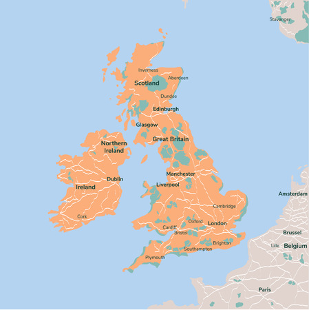Vector map Great Britain. Isolated vector Illustration. EPS 10 Illustration.