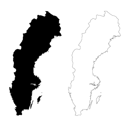 Vector map Sweden. Isolated vector Illustration. Black on White background. EPS 10 Illustration.のイラスト素材