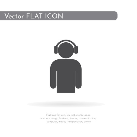 Man with headphones icon. For web, business, finance and communication. Vector Illustration.の写真素材