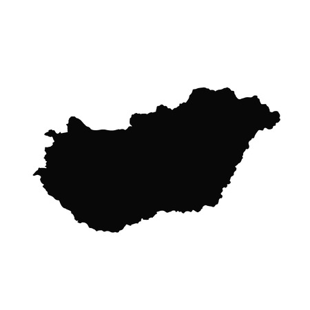 Vector map Hungary. Isolated vector Illustration. Black on White background. Illustration.の写真素材