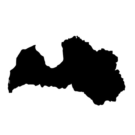 Vector map Latvia. Isolated vector Illustration. Black on White background.   Illustration.の写真素材