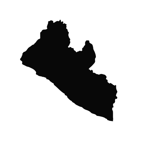 Vector map Liberia. Isolated vector Illustration. Black on White background.   Illustration.の写真素材