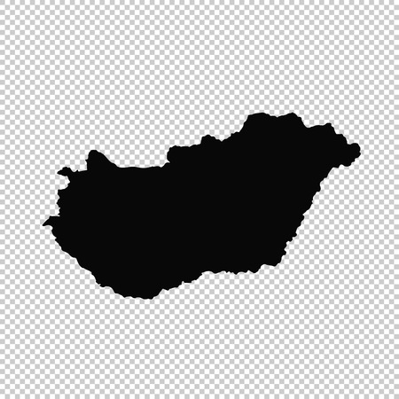 Vector map Hungary. Isolated vector Illustration. Black on White background.の写真素材