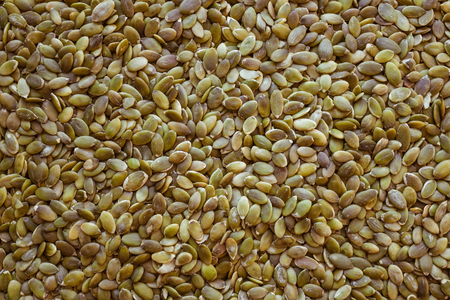 Peeled, green pumpkin seeds. Prevention of worms, cancers. A useful, dietary product, a natural source of vitamins. Daylight.の写真素材
