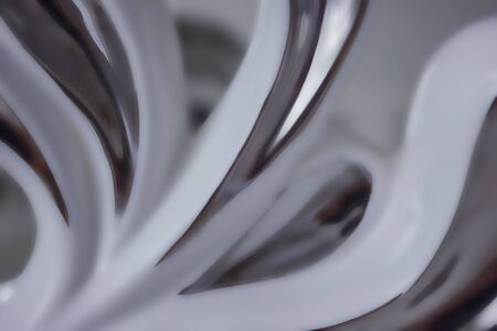 Interior detail, smooth white porcelain with a shiny silver coating. An ancient thing. Blue toning, it's all blurry.の写真素材