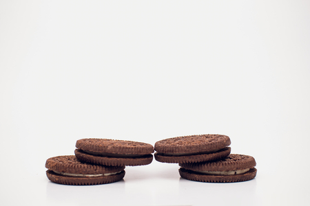 Caramel Chocolate Bar On White Background biscuitの写真素材