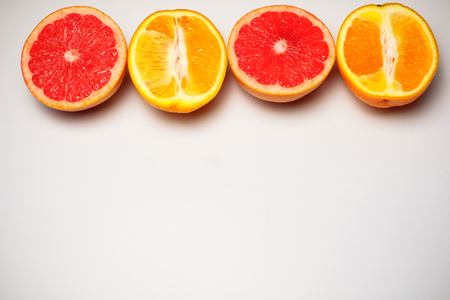 citrus isolated grapefruit orange fruit fresh redの写真素材