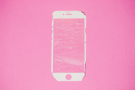 Modern mobile smartphone with broken screen colorの写真素材