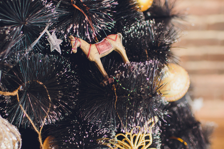Christmas decoration warm colors winter gardenの写真素材