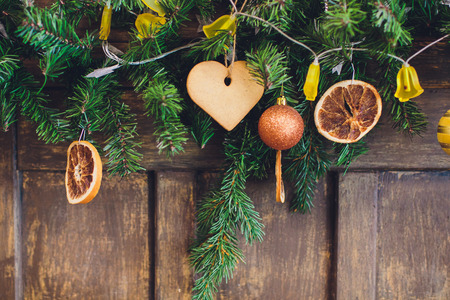 Christmas decoration warm colors winter gardenの写真素材