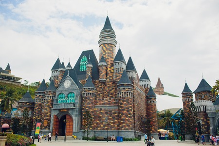 NHA TRANG,VIETNAM - FEBRUARY 17,2018: The Castle at Vinperl Amusement Park on Hon Tre island. The island boasts of luxury resorts and a theme park.のeditorial素材