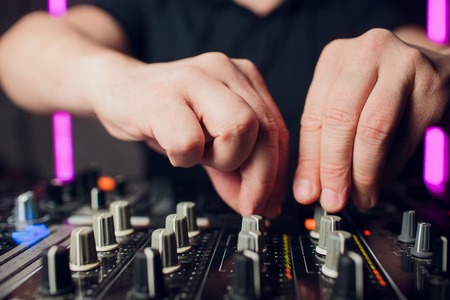 Close up view of professional DJ console clubの写真素材