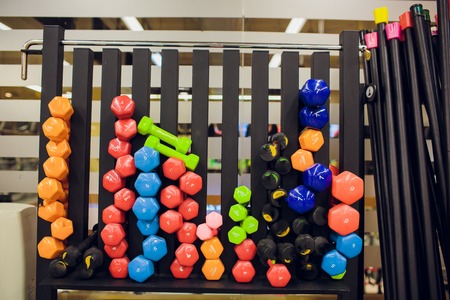 Fitness equipment for workout. Wide Bar Close grip bar for use back and biceps machine weight training, Healthyの写真素材