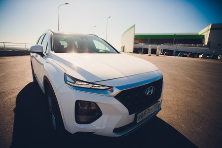 UFA, RUSSIA - 1 AUGUST 2018: Hyundai Santa Fe 2018 new suv carのeditorial素材