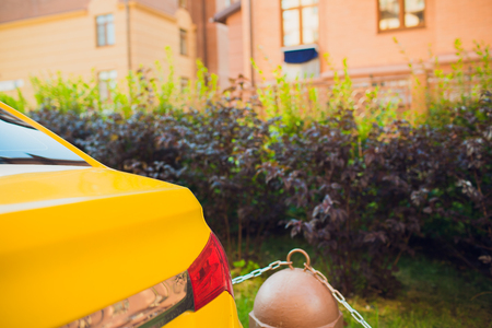 taxi amenities amber auto car urban streetの写真素材