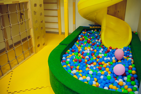 children's playground in a public park, kid's entertainment and recreation, inside view.の写真素材