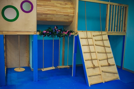 children's playground in a public park, kid's entertainment and recreation, inside view.の写真素材