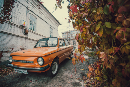 Ufa, Russia, May 30, 2018: Retro Soviet mini car - Zaporozhets ZAZ 968.のeditorial素材