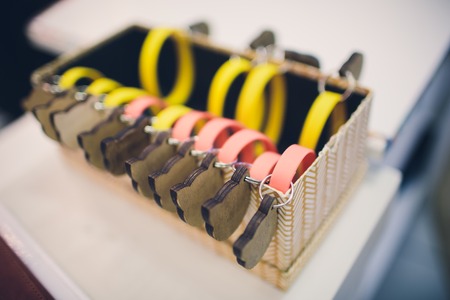 Cat Face Keychain. keys for clients cat cafe.の写真素材