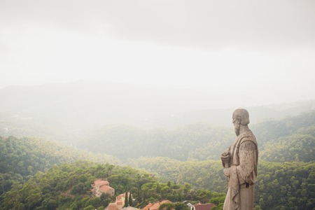 Temple Sacred Heart of Jesus on Tibidabo in Barcelona, Spain.の写真素材