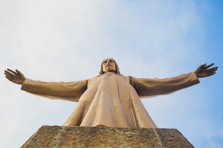 Temple Sacred Heart of Jesus on Tibidabo in Barcelona, Spain.の写真素材