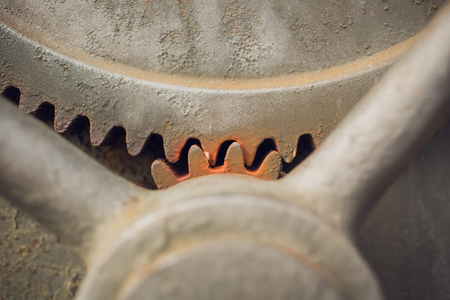 Metallic Rusty industrial machine parts closeup photo.の写真素材