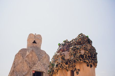 BARCELONA, SPAIN - AUGUST 10, 2018: Famous Casa Mila in Barcelona a Gaudi mansion BARCELONA SPAIN,のeditorial素材