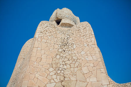 BARCELONA, SPAIN - AUGUST 10, 2018: Famous Casa Mila in Barcelona a Gaudi mansion BARCELONA SPAIN,のeditorial素材