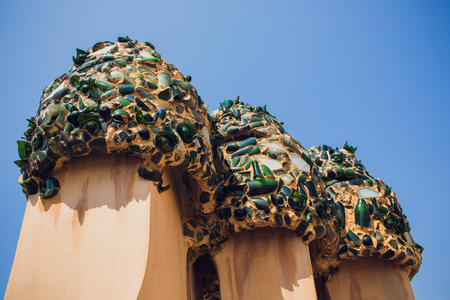 BARCELONA, SPAIN - AUGUST 10, 2018: Famous Casa Mila in Barcelona a Gaudi mansion BARCELONA SPAIN,のeditorial素材