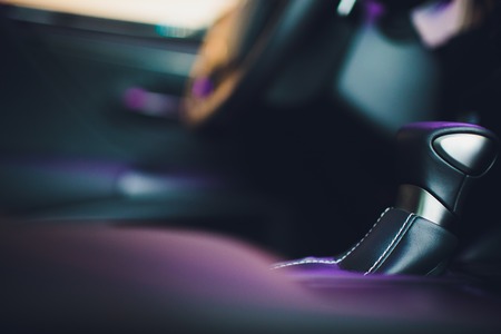automatic transmission gear level with double-clutch. modern interior.の写真素材