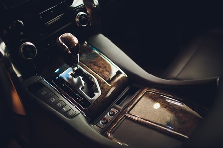 automatic transmission gear level with double-clutch. modern interior.の写真素材