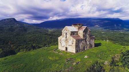 ancient graph ruins Aerial. Abkhazia. old houseの写真素材