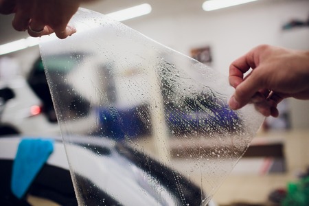 Car paint protection, protect coating installationの写真素材