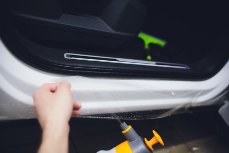Car paint protection, protect coating installationの写真素材