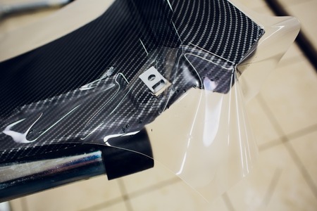 Transparent film wrap, car paint protection ATVの写真素材