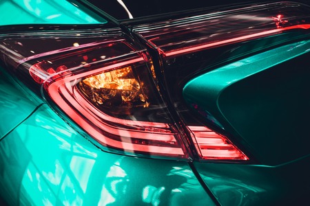 Detail on rear light blue car beigeの写真素材