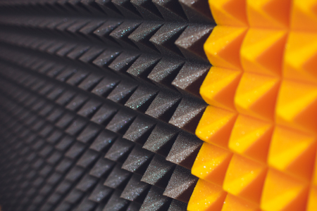 Close up of sound proof coverage in music studioの写真素材