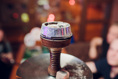 Hookah details on bar in hookah lounge.