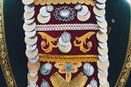 National women's costume, Bashkir girls nationalities living on the territory of Russiaの写真素材