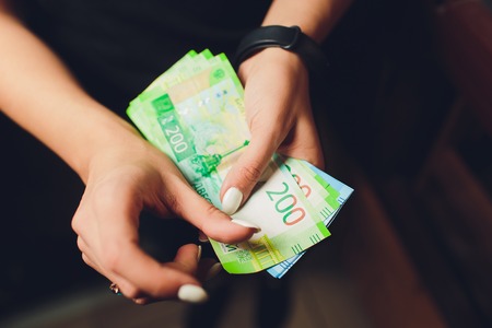 Russian roubles and some new 200 and 2000 roubles billsの写真素材